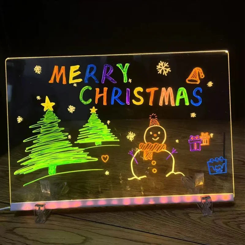 Luminous Drawing Board Diy Graffiti Erasable Acrylic Fluorescent Board Blackboard Children's Puzzle Toy Writing Board Gifts