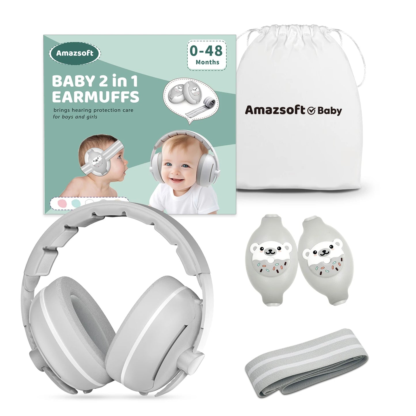 Baby Soundproof Earmuffs, Adjustable & Soft Padded, for Infants and Toddlers, Noise Reduction for Sleeping, Traveling and Events