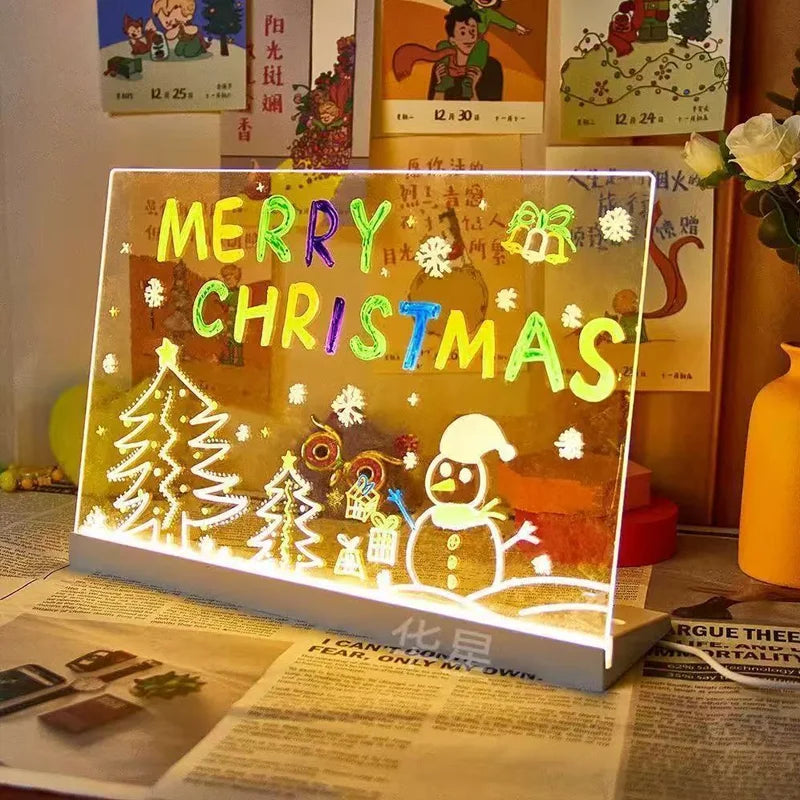 Luminous Drawing Board Diy Graffiti Erasable Acrylic Fluorescent Board Blackboard Children's Puzzle Toy Writing Board Gifts