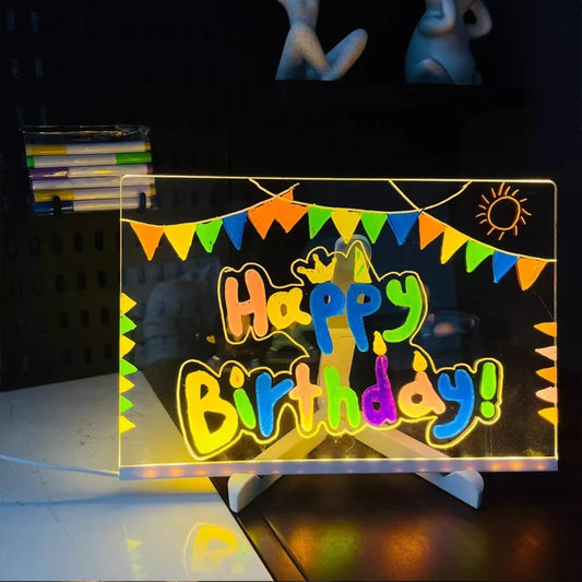 Luminous Drawing Board Diy Graffiti Erasable Acrylic Fluorescent Board Blackboard Children's Puzzle Toy Writing Board Gifts