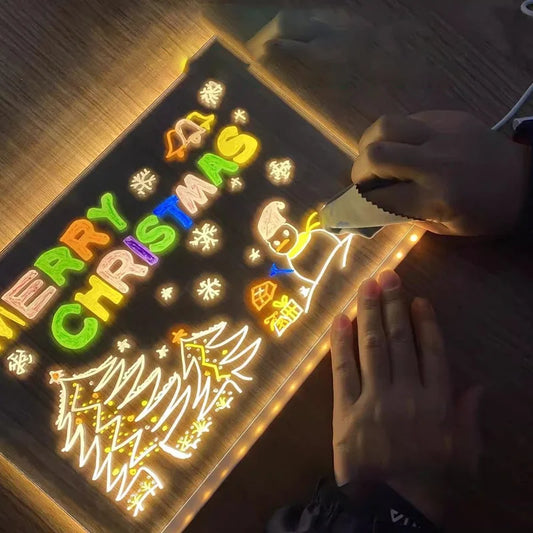 Luminous Drawing Board Diy Graffiti Erasable Acrylic Fluorescent Board Blackboard Children's Puzzle Toy Writing Board Gifts